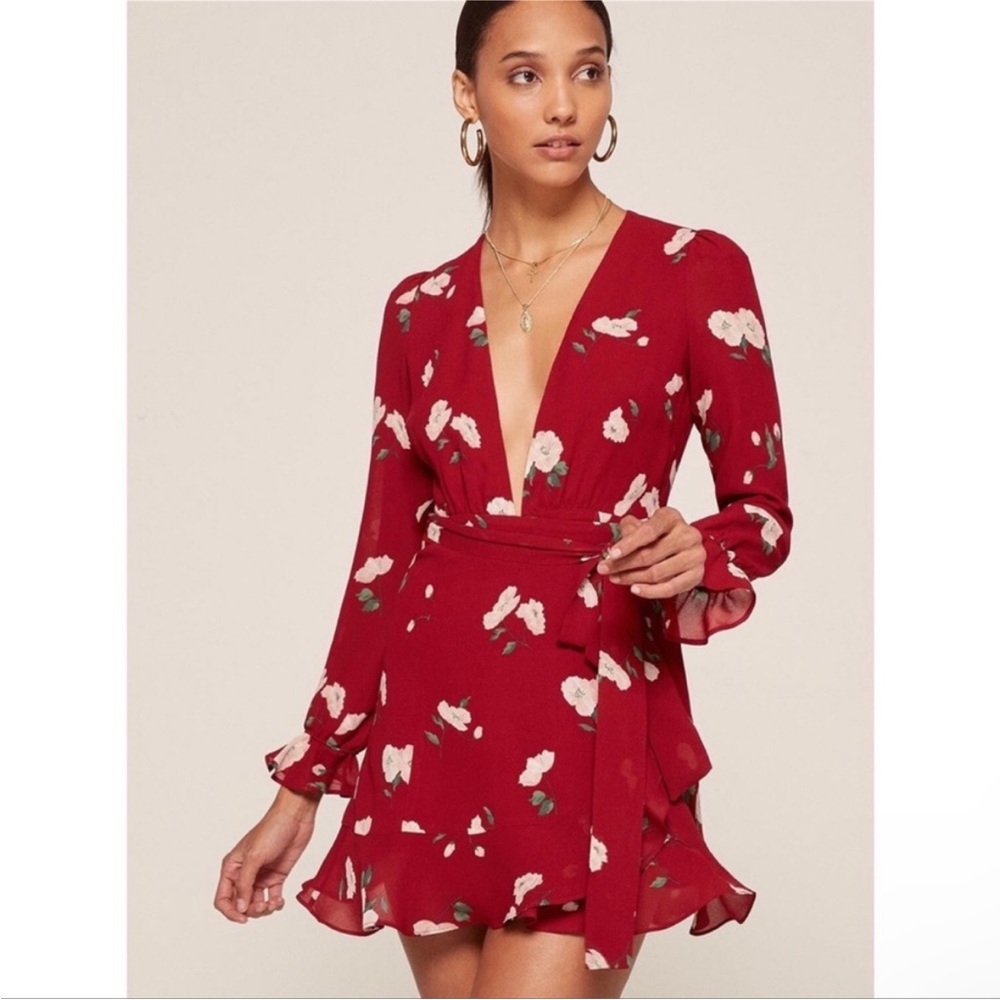 Reformation Red Floral Mini Dress